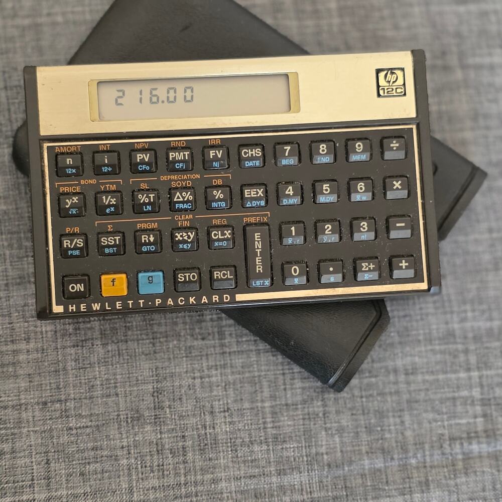 Vintage HP 12C Financial Calculator with Case Tested Hewlett-Packard LCD